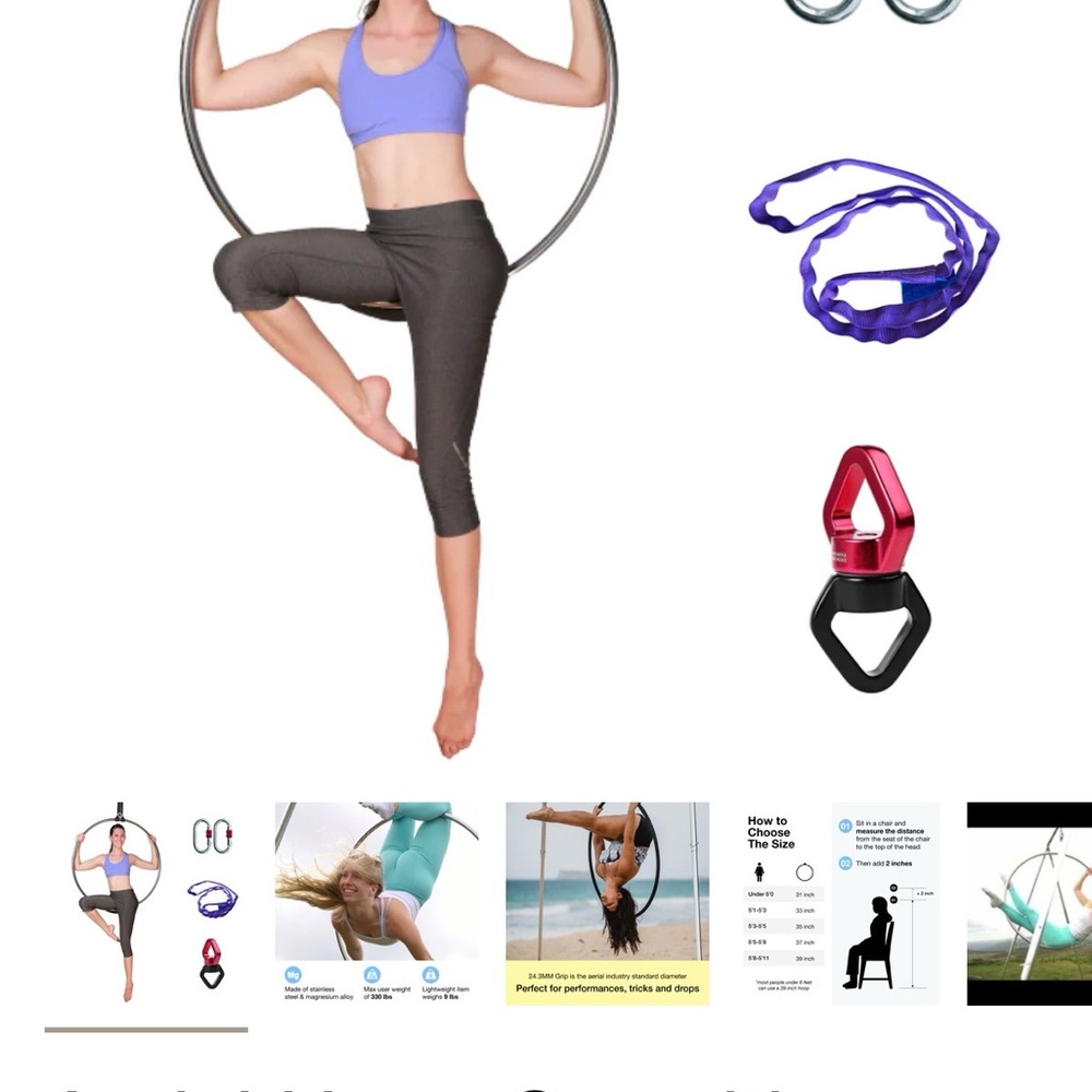 Aerial Hoop Set with Purple Accessories